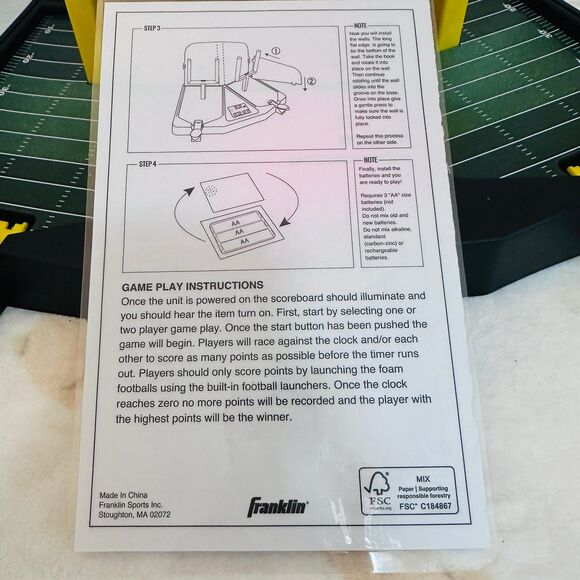 Franklin Sports Mini Football Field Goal Tabletop Game - Picture 3 of 7